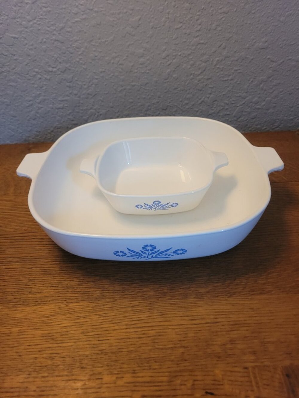 Rare Black Stamp CorningWare P-10-B BlueCornflower Casserole & P-41-Petite Pan